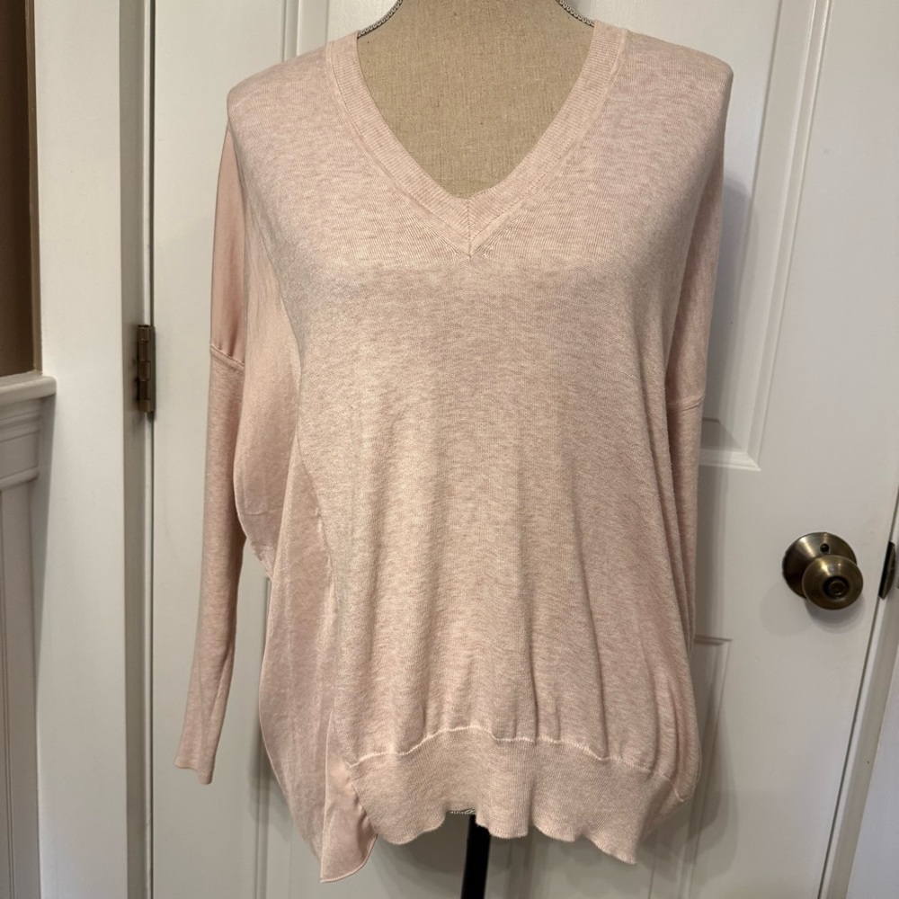 ALL SAINTS SWEATER V-NECK PALE PINK LONG SLEEVE ALDA PANEL Size XS